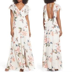 Jenny Yoo Alanna Ohana Printed Chiffon Bridesmaids Gown Sz 6